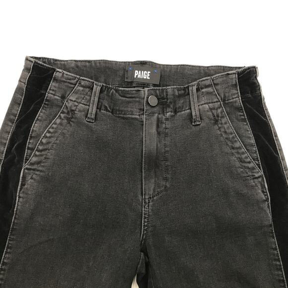 Paige Mayslie Black Denim Jogger Jeans Size 27 Velvet Inset - Picture 4 of 10